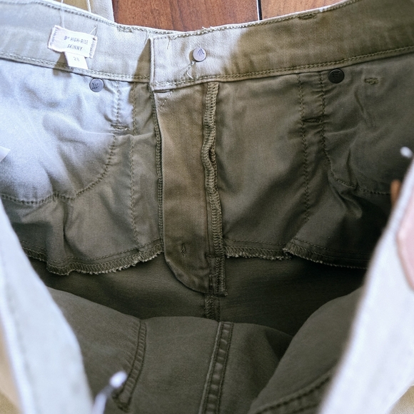 Madewell 9" High Rise Skinny Jeans Women's Olive Green Raw Hem Stretch Size 28 - Picture 9 of 13